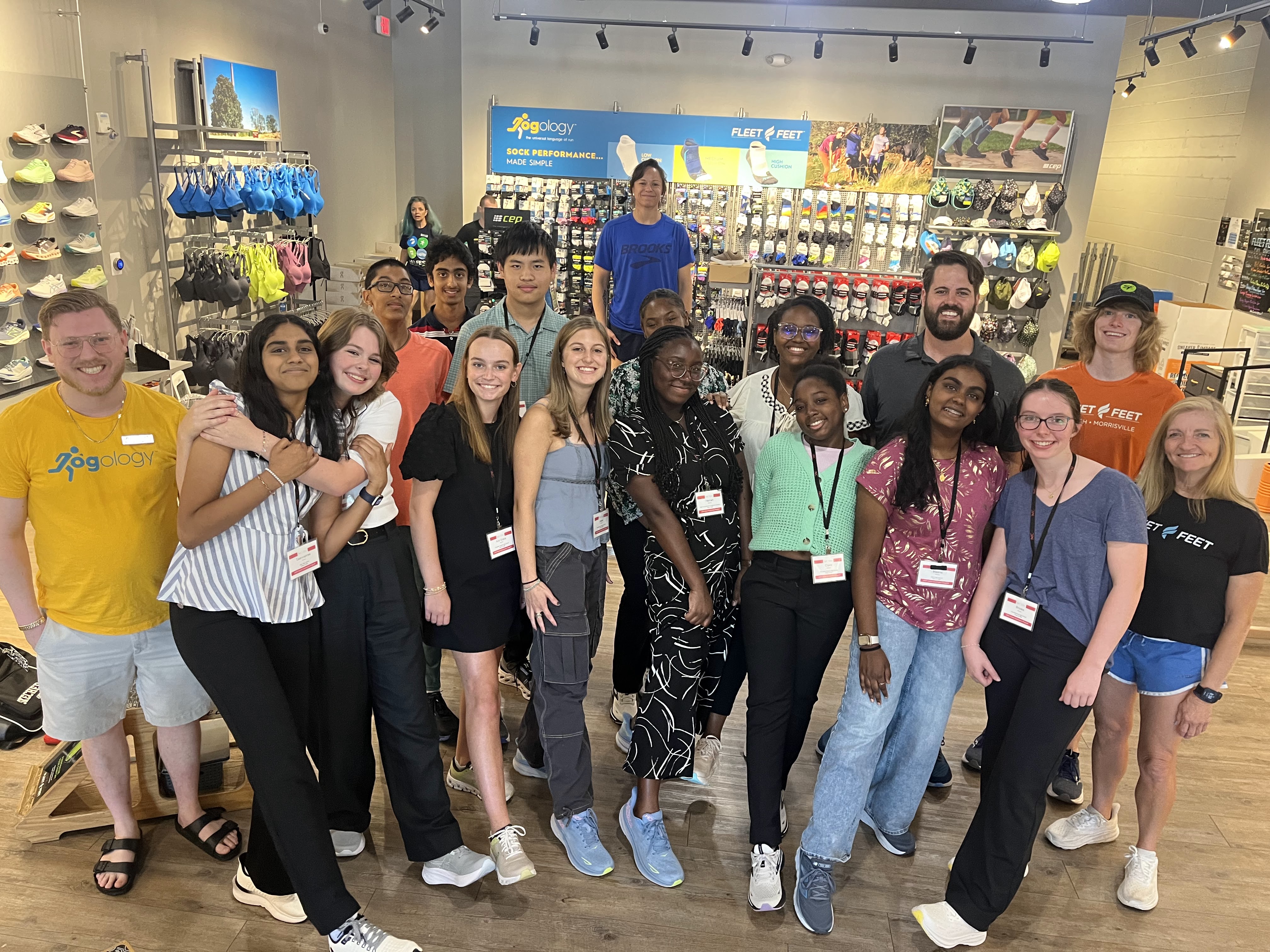 Students visiting Fleet Feet during Career Exploration